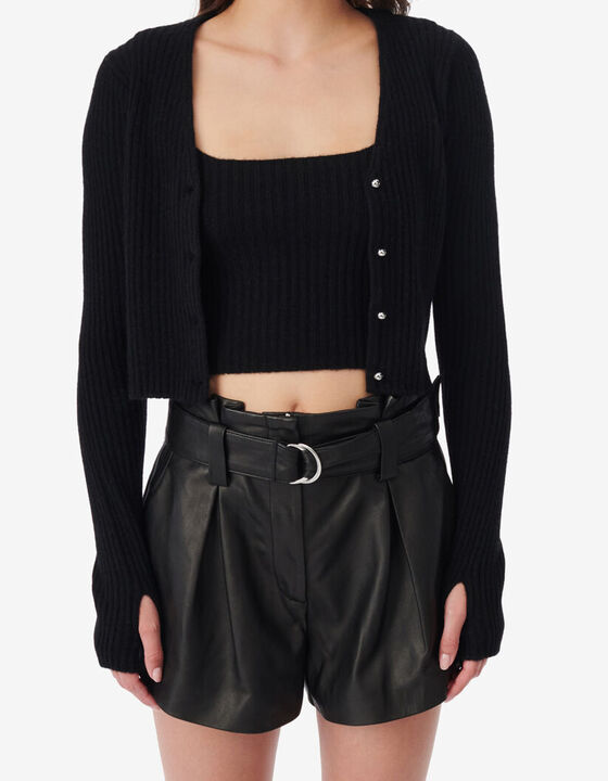 KEYRA CROPPED RIBBED CARDIGAN